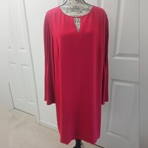 Ann Taylor Vibrant Pink Long Sleeve Dress. Size 12